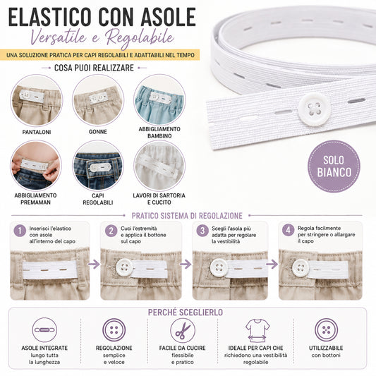 Elastico Con Asole Bianco