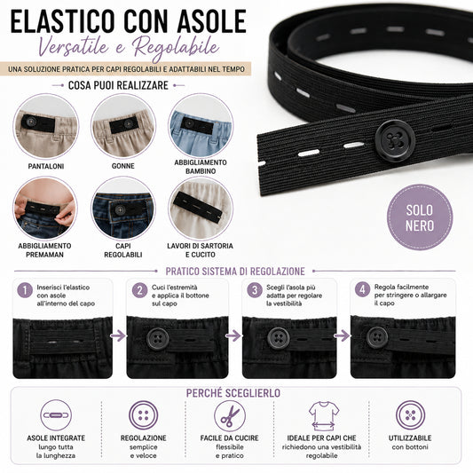 Elastico Con Asole Nero