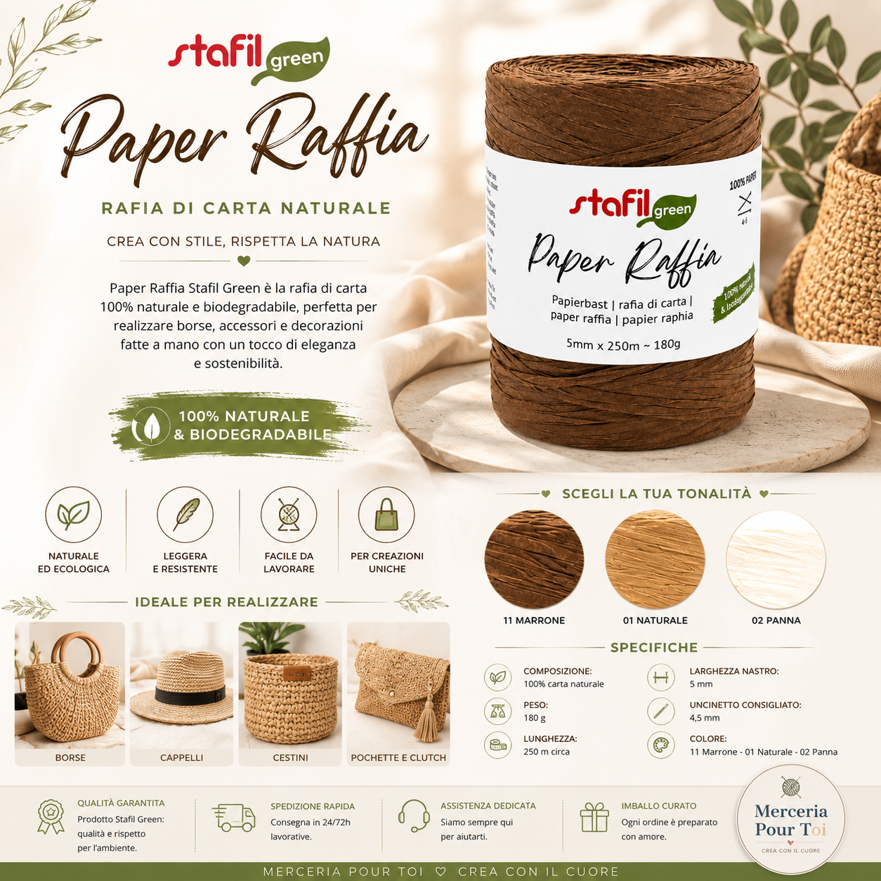 Rafia Carta Naturale 180gr